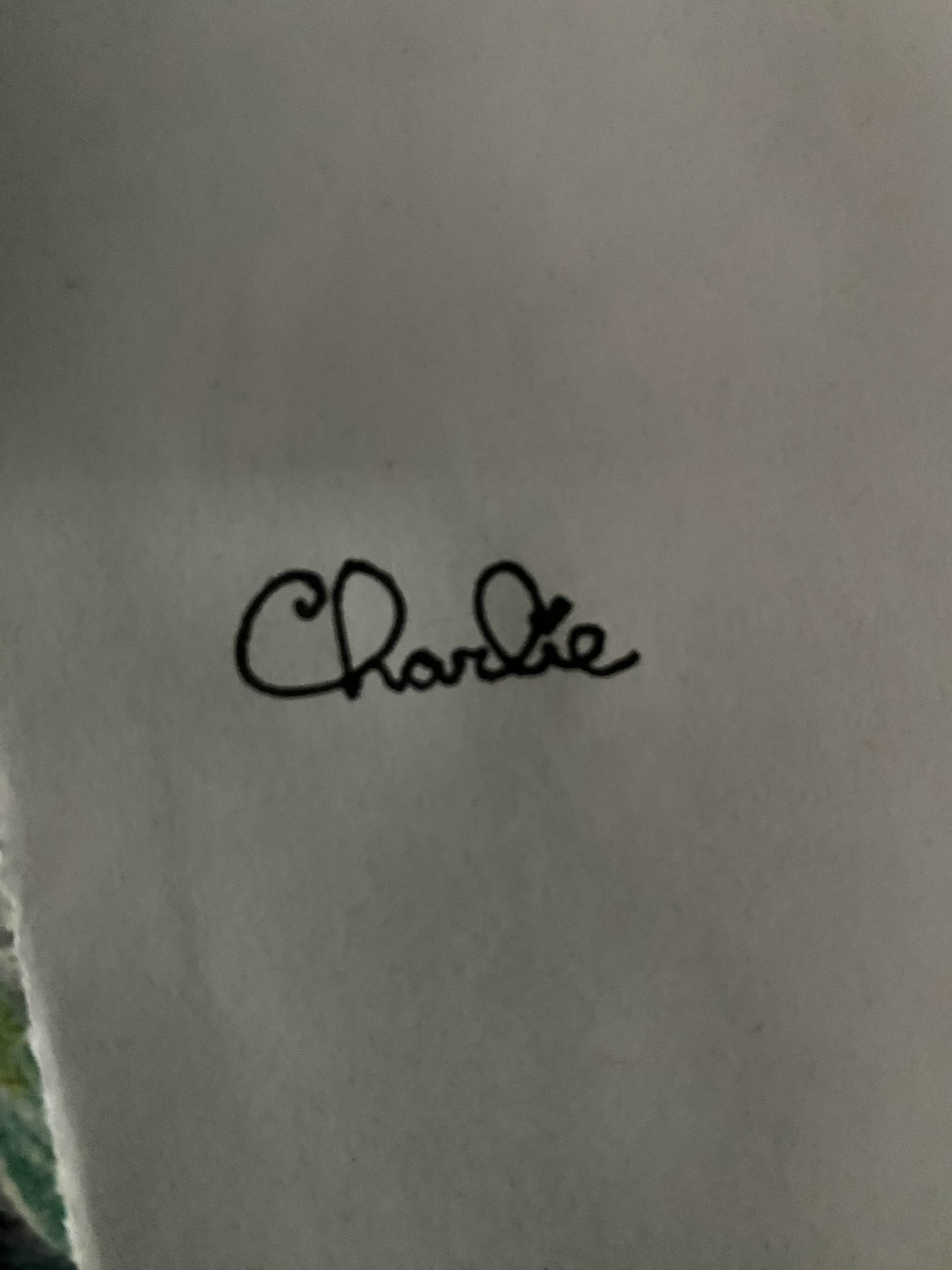 calligraphy of the name Charlie